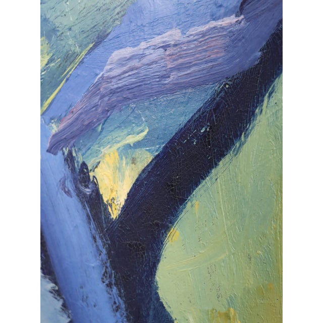 Mid-Century Modern 'Blue Interlude' Vintage Swedish Original Abstract Oil Painting, Framed For Sale - Image 12 of 13
