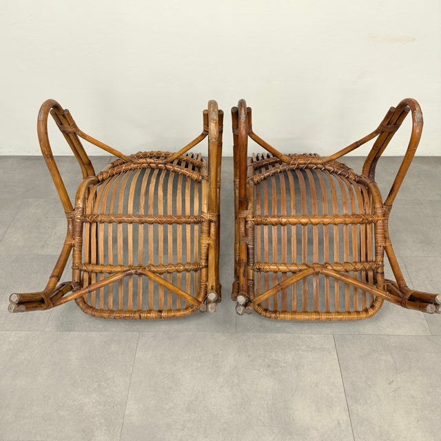 Vintage Italian Chairs and Coffee Table in Wicker, 1970s, Set of 3 For Sale - Image 12 of 18