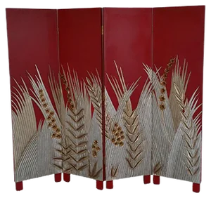 Art Deco Style Wooden Folding Screen Room Divider, 1970s