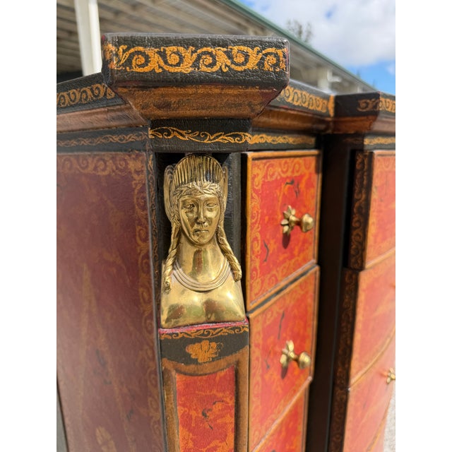 Theodore Alexander 1990s Theodore Alexander Commode Leather Chest of Drawers Brass Hardware For Sale - Image 4 of 18