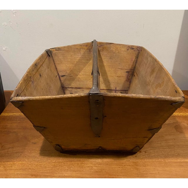 19th Century Antique Chinese Wood & Metal Basket For Sale - Image 4 of 11