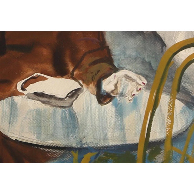 Marshall Goodman Red-Haired Woman in a Cafe Circa 1975 For Sale - Image 4 of 4