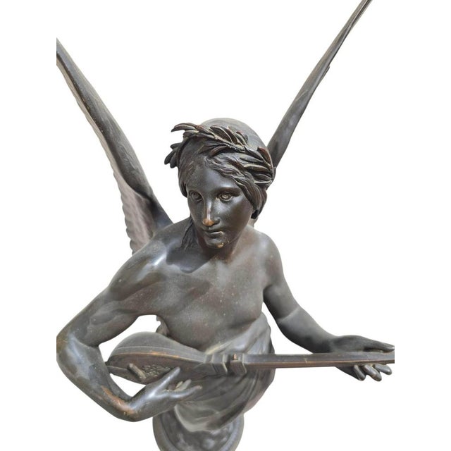 Large, 19th Century Patinated Bronze Allegory of Music by E. Picault, 1890 For Sale - Image 4 of 11