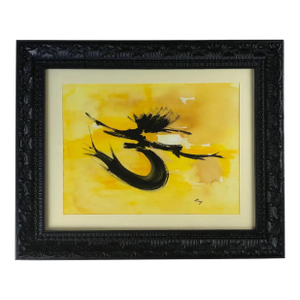 Modern Abstract Composition Signed Ling, Nature Inspired Abstract Painting