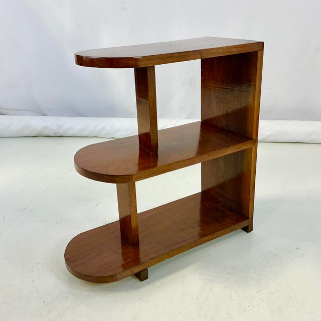 Art Deco 1940s Vintage Art Deco Americana Folk Art Three Tier Side Table For Sale - Image 3 of 14
