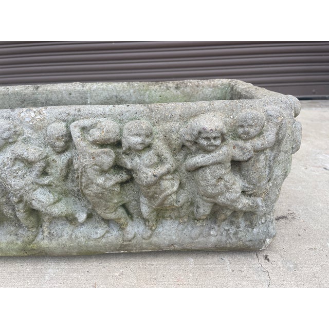 "Straight from the moss-draped gardens of a historic Charleston estate, this monumental cast stone trough planter features...