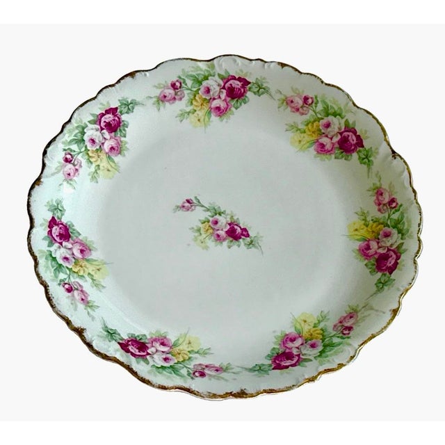 Antique Elite Works French Limoges Rose Charger Plate For Sale - Image 9 of 11