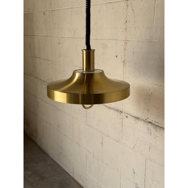 Metal 1970s Mid-Century Modern Brass Pendant Light Fixture Scandinavian Ceiling Lamp For Sale - Image 7 of 10