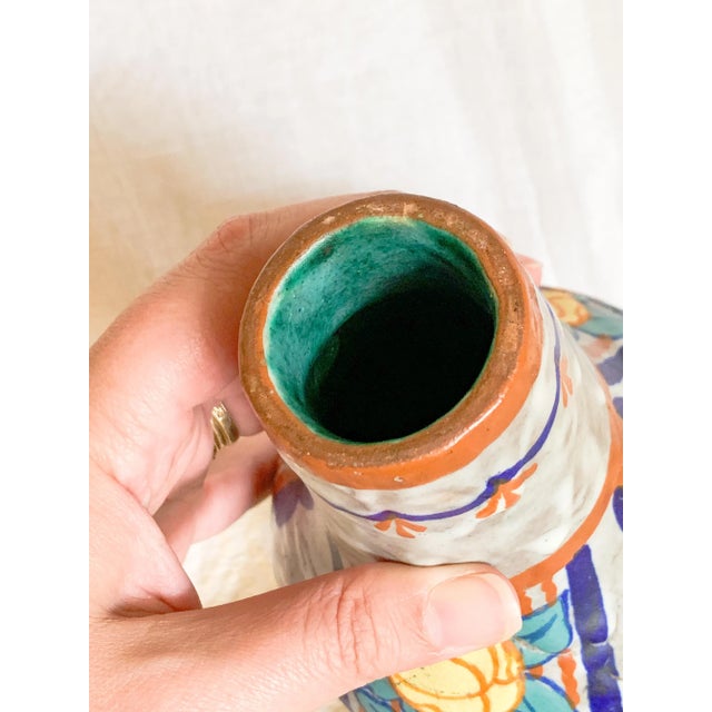 Ceramic 1920s French Art Nouveau Polychrome Pottery Vase by Louis Dage, Signed For Sale - Image 7 of 12