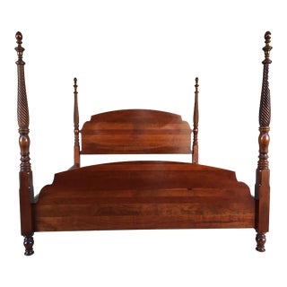 Pennsylvania House Barley Twist Solid Cherry King Size Poster Bed Frame For Sale