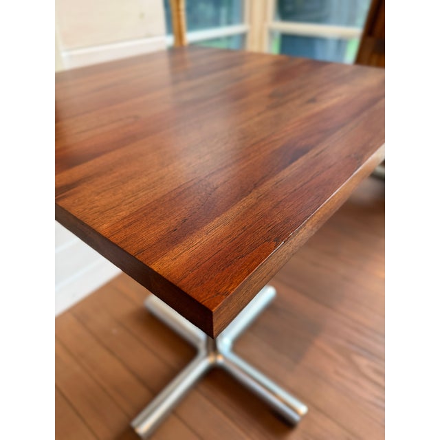Vintage Diner Table Base With Solid Teak Top For Sale - Image 9 of 11