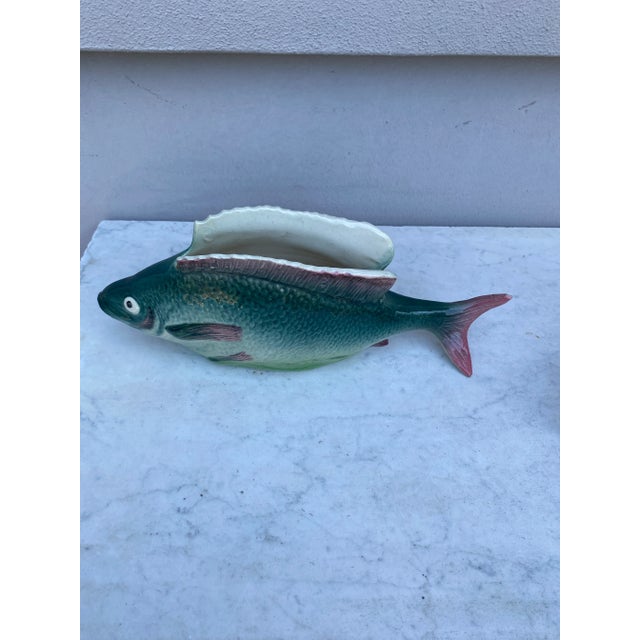 Ceramic French Majolica Fish Jardiniere Desvres Masse Circa 1890 For Sale - Image 7 of 8