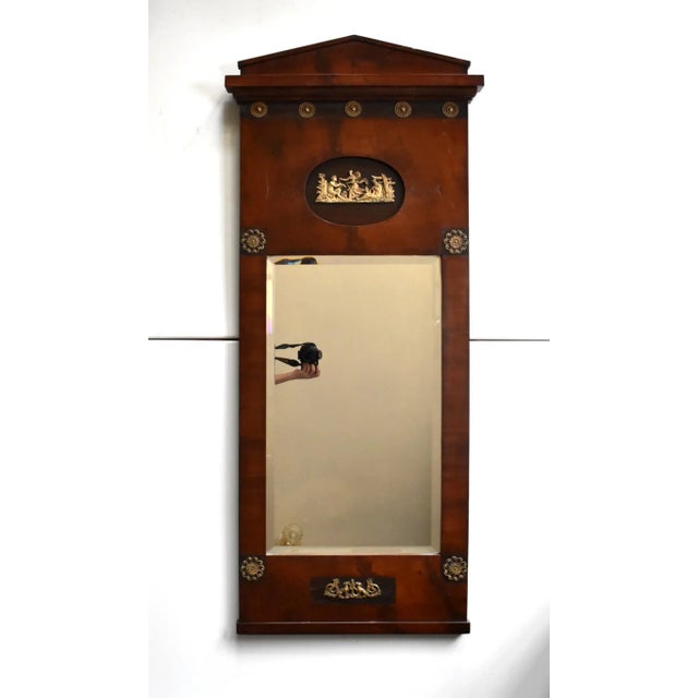 An antique, c. 1800, German Biedermeier (French Empire Napoleon I period; English Regency or Georgian period) trumeau...