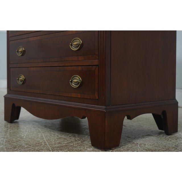 Brown Lexington Cherry Inlaid 4 Drawer Chest Nightstand For Sale - Image 8 of 18