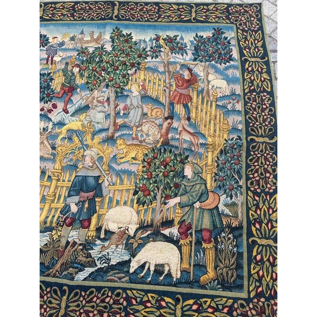 Immerse yourself in the allure of this mid-20th-century French tapestry, showcasing a design inspired by a 15th-century...