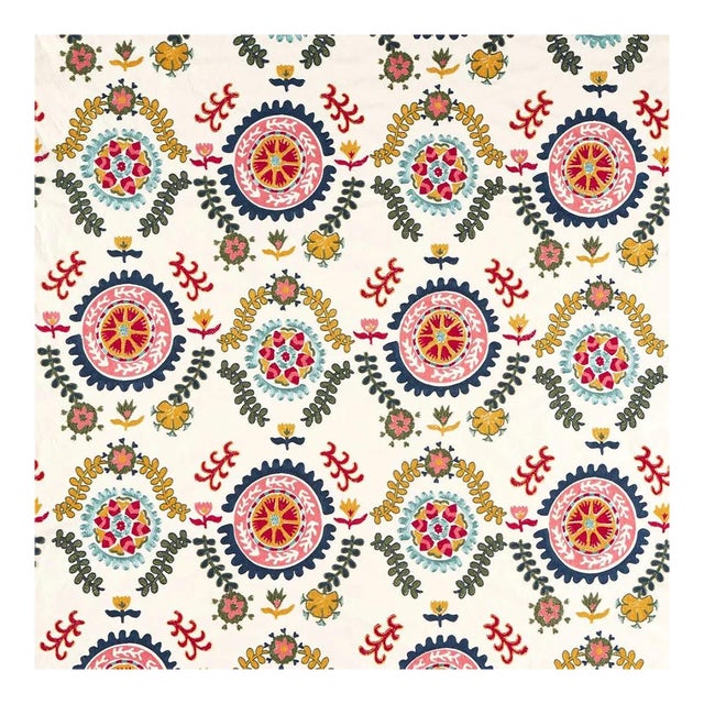 Sanderson Annabel`s Suzani Fabric in Sapphire/Ruby For Sale