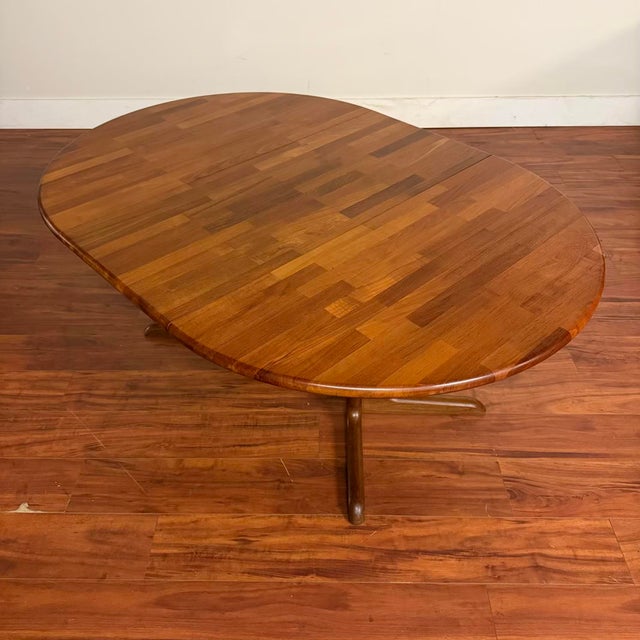 Danish Modern Solid Teak Dining Table With Leaf For Sale In Seattle - Image 6 of 9