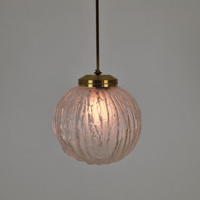 Esperia Mid-Century Modern Pendant Light in Murano Glass and Brass by Angelo Brotto for Esperia, 1970s For Sale - Image 4 of 11