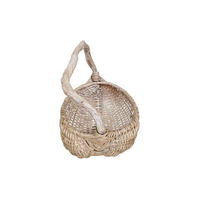French Rustic Wicker Buttock Basket For Sale - Image 3 of 10