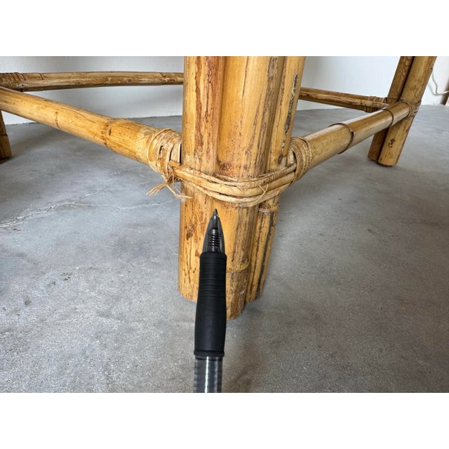 Pair of Vintage Coastal Boho Chic Bamboo Rattan Side Tables/ Sold For Sale - Image 10 of 10