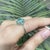 Vintage Style Emerald and Diamond Cluster Ring in Silver, Size 8.5 For Sale - Image 9 of 14