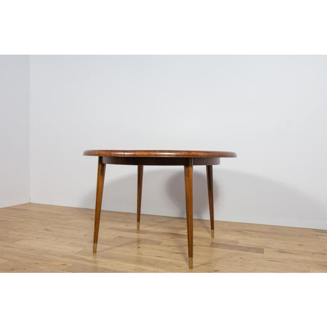 Art Deco Round Extendable Teak Dining Table, France, 1930s For Sale - Image 3 of 14