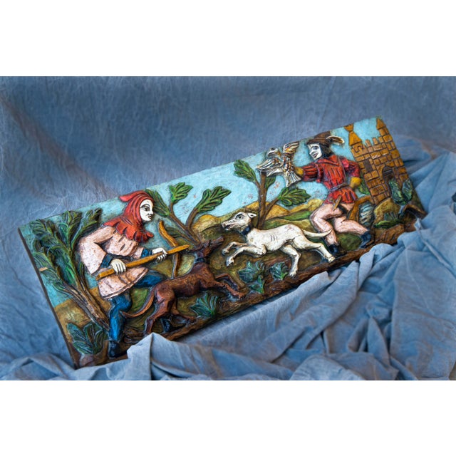 Polychrome Pine Wood Carved Wall Sculpture For Sale - Image 6 of 6
