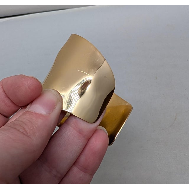 Vintage 1977 Signed Napier Book Piece Goldtone Wavy Cuff Bracelet For Sale - Image 12 of 12