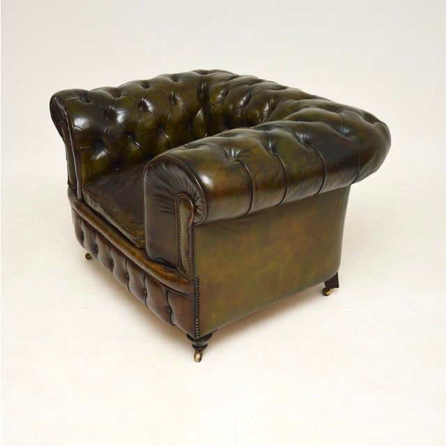 Antique Victorian Chesterfield Chair in Leather, 1880s For Sale - Image 4 of 13