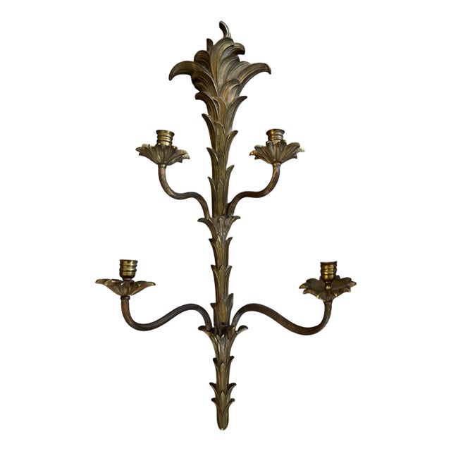 Large Gilt Bronze Wall Sconce with Four Lights, 1950s For Sale