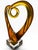 Mid-Century Modern Vintage Amber Murano-Style Art Glass Heart Sculpture on Lucite Base For Sale - Image 3 of 8