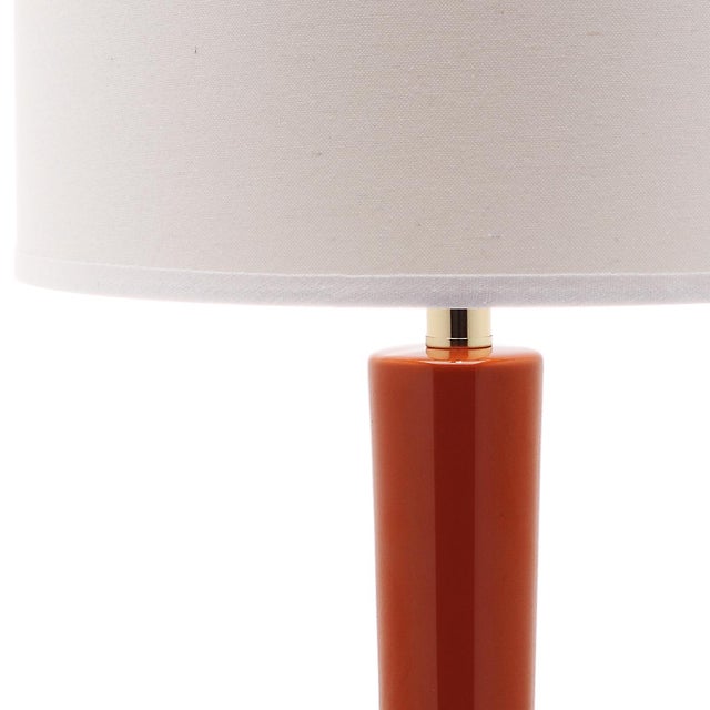 Modern 30.5 Inch H Long Neck Ceramic Table Lamp in Blood Orange - a Pair For Sale - Image 3 of 8