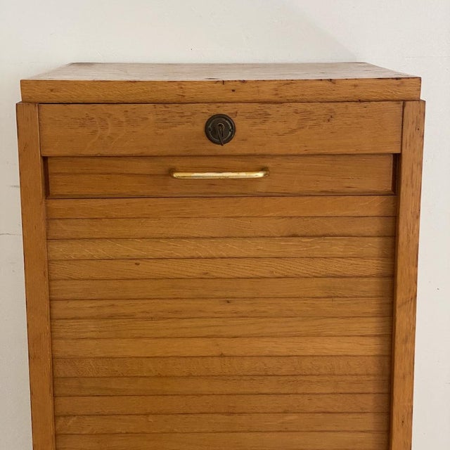 Wood Notarys Cabinet with Roll-Top Door, 1960s For Sale - Image 7 of 13