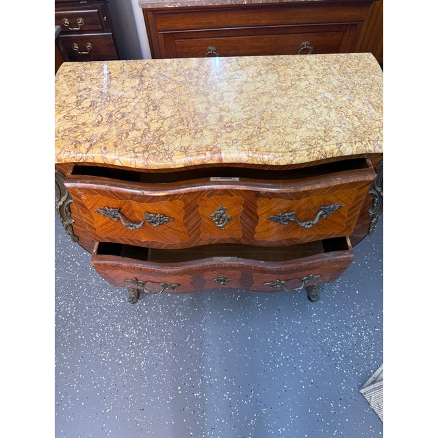 Late 19th Century French Louis XV Marble Top Bombe Chest For Sale - Image 4 of 12