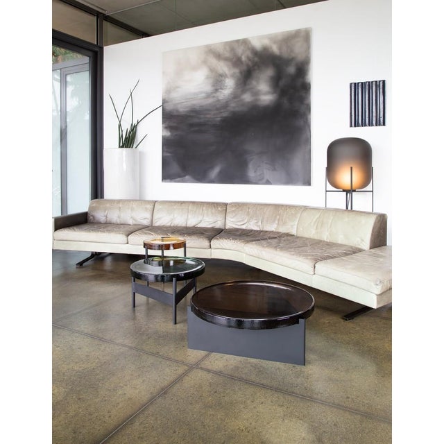 Alwa One Super Big Side Table with Smoky Grey Top & Brushed Stainless Steel Base by Sebastian Herkner for Pulpo For Sale - Image 4 of 5
