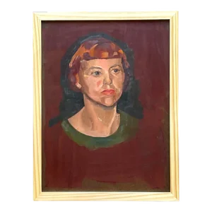 Vintage Boho Original Oil Portrait on Board