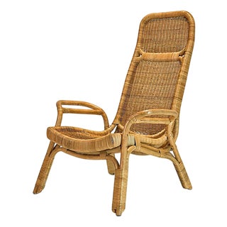 Wickerwork Easy Chair, Italy, 1970s For Sale