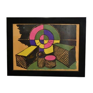 Vintage Serigraph on Cardboard by Enzo Bioli For Sale