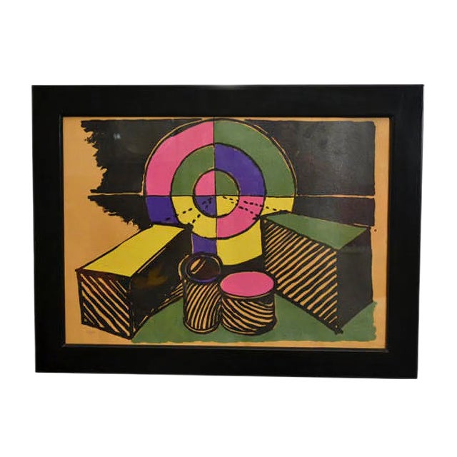 Vintage Serigraph on Cardboard by Enzo Bioli For Sale