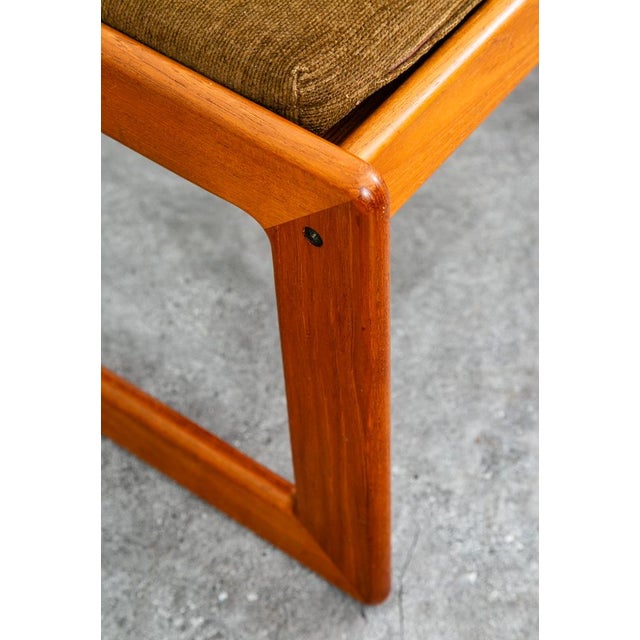 Wood 1960s Mid Century Danish Modern Ottoman Stool Brown Tan Fabric Rectangular Footrest For Sale - Image 7 of 12