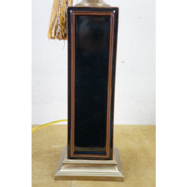 Mid 20th Century French Maison Le Dauphin Porcelain & Brass Monolith Table Lamp 35" For Sale - Image 13 of 14