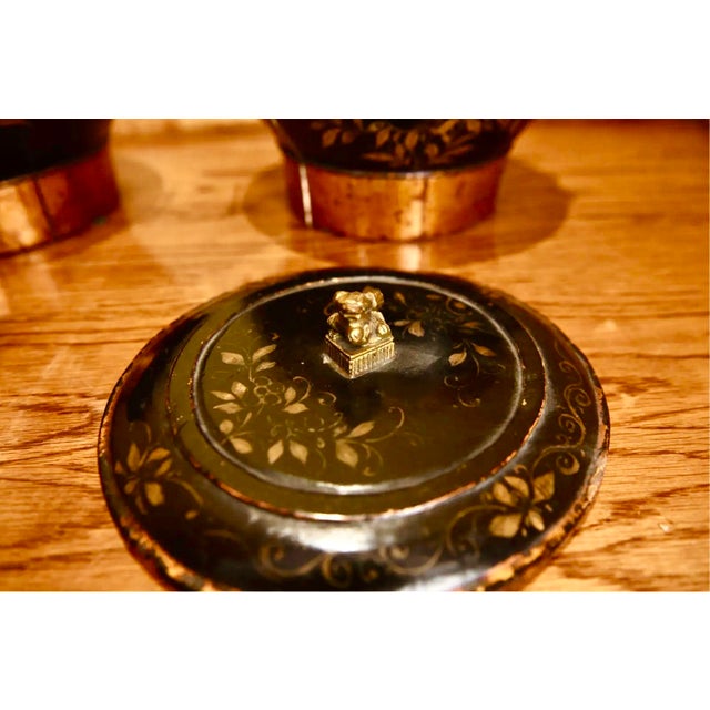 Black Antique Chinese Lacquered Wooden Lidded Storage Vessels—A Pair For Sale - Image 8 of 11