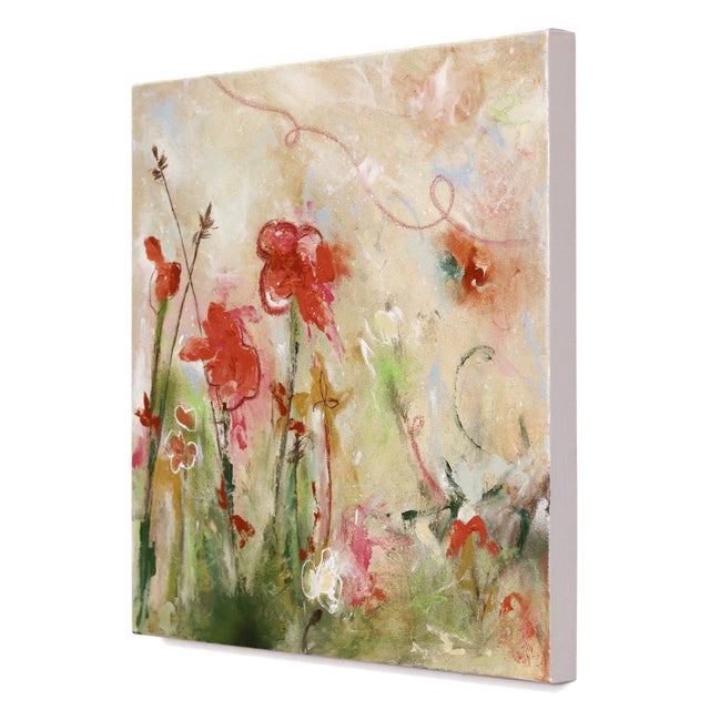Contemporary My Favorite Blow in the Winds - Original Soft Neutral Floral Abstract Mixed Media Painting on Canvas For Sale - Image 3 of 9