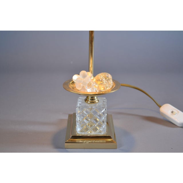 French Table Lamp with Glass Fruit and Red Tole Shade, 1970s For Sale - Image 6 of 8