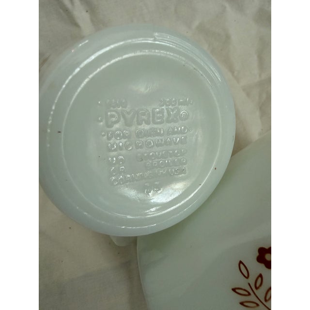 Shabby Chic Two Vintage Pyrex Coffee Tea Cup Summer Impressions Brown Flower D Handle Milk Glass For Sale - Image 3 of 3