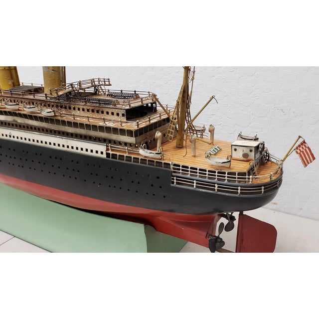 Antique Marklin Ocean Liner with American Flags & Lifeboats c.1900 Original Travel Agency Model - No Motor - Wired...
