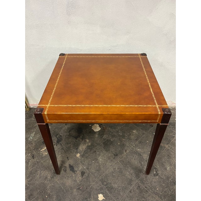 Modern Van Sciver Tooled Leather Game Table For Sale - Image 3 of 7
