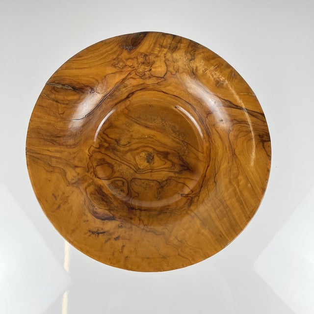 1950s Fruit Bowl on a Single-Piece Base in Olive Wood, 1950s For Sale - Image 5 of 10