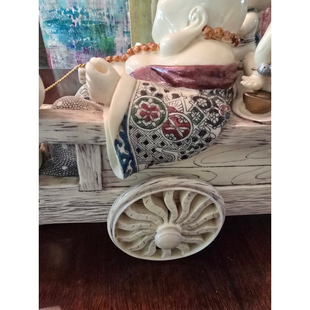 Ivory Mid Century Hollywood Glamour Sculpture Buddha Carriage For Sale - Image 8 of 16