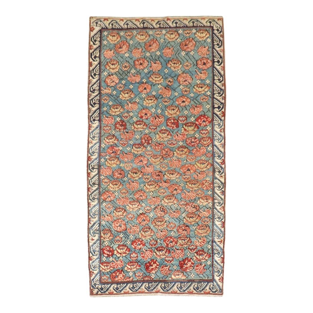 Antique Zabihi Collection Zeychour Green Caucasian Kuba Rug For Sale